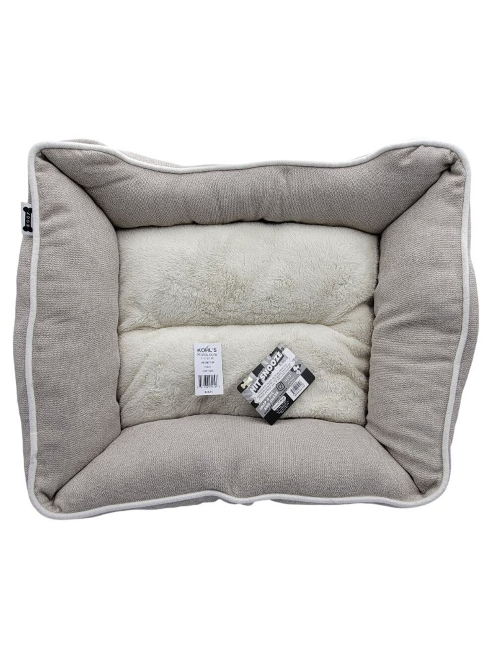 Woof Pet Bed Rectangular Plush 24" Grey & Black Polyester Fiber NEW
